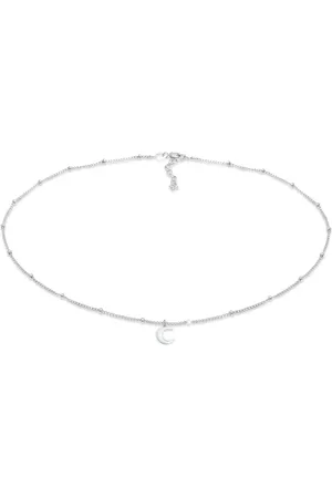 Elli Gargantilla plateada con charm de media luna y esferas de plata de ley 925 de