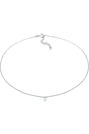Elli Gargantilla plateada de plata de ley 925 con colgante geométrico de piedra de luna de