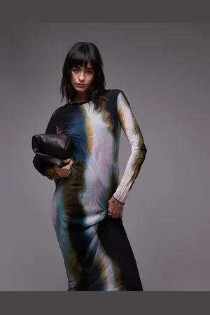Topshop Vestido semilargo degradado de manga larga de