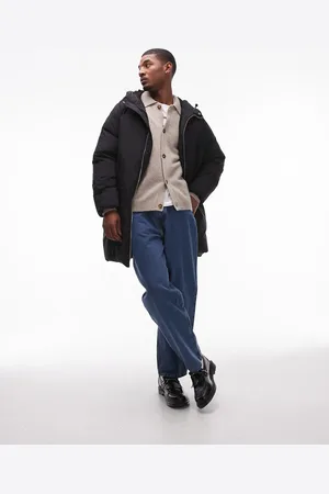 Topman Chaqueta acolchada larga negra de