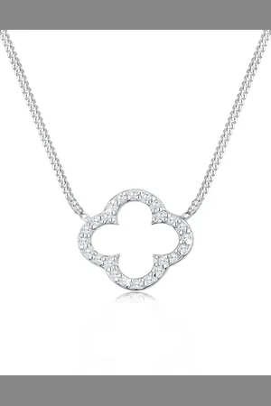 Elli Collar de plata de ley 925 con colgante de trébol con circonitas Elegant Luck de