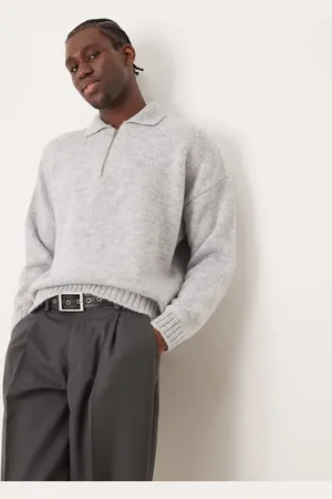ASOS Polo de corte cuadrado extragrande con cremallera corta de punto mullido de