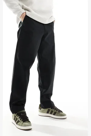 Fred Perry Pantalones negros de pernera recta de sarga de