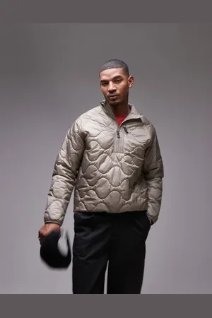 ARKET Chaqueta acolchada color topo guateada con media cremallera y bolsillo delantero Runner de -Beis neutro