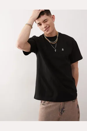 Dr Denim Camiseta negra holgada con bordado del símbolo de la paz y texto "DD" en el pecho Trooper de