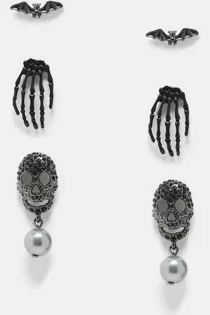 ASOS Pack de 3 pares de pendientes con diseño de esqueleto y murciélago de