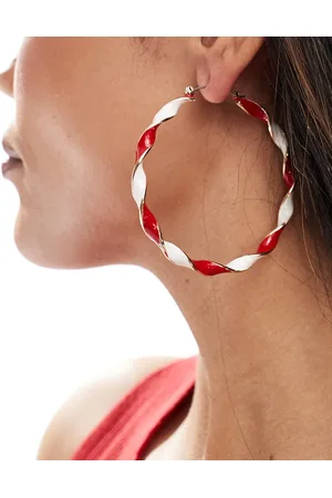 ASOS Pendientes de aro dorados con diseño estilo bastón de caramelo de Navidad de