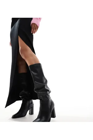 London Rebel Botas negras con tacón grueso y caña flexible Maggie de -Negro