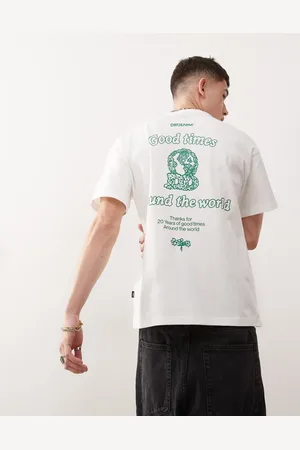 Dr Denim Camiseta blanca holgada con estampado gráfico del 20.º aniversario en la espalda Trooper de