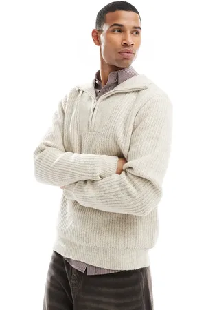 Threadbare Jersey color crudo jaspeado con cremallera corta de punto grueso de