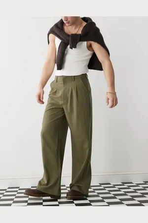 COLLUSION Pantalones de sastre verde de pernera ancha holgada de