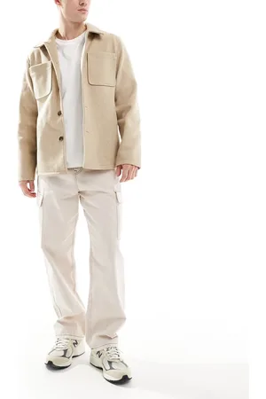 JACK & JONES Vaqueros cargo color crudo de corte holgado con pespuntes en contraste Alex de -Blanco