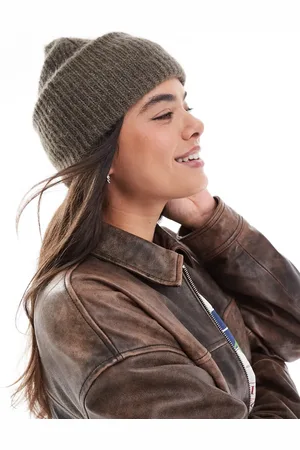 Pieces® Gorro marrón de canalé grueso de