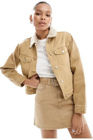 ASOS Chaqueta vaquera color lavado de borreguito de (parte de un conjunto)-Marrón