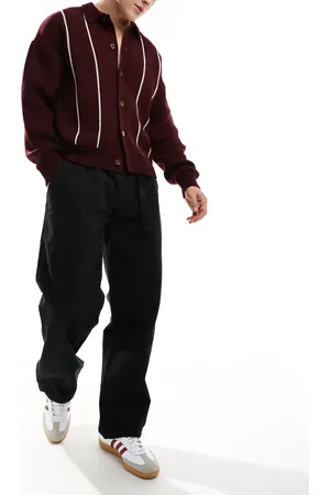 JACK & JONES Pantalones chinos negros de corte ancho y estilo worker con cinturón de