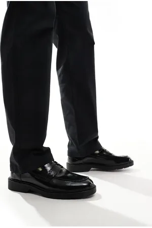 JACK & JONES Mocasines clásicos negros con suela gruesa de