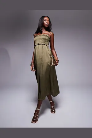 River Island Vestido midi fruncido de -Verde