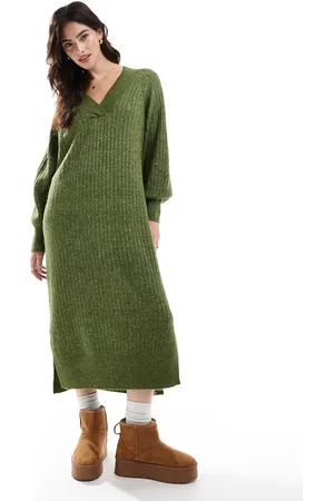 VERO MODA Vestido jaspeado estilo jersey extragrande de canalé suave de -Verde