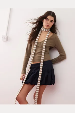 Miss Selfridge Top cruzado de pointelle de -Verde