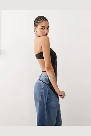 COLLUSION Top con cuello halter y espalda descubierta de estilo retro de lentejuelas de