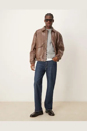 ASOS Chaqueta Harrington desgastado extragrande de cuero sintético de