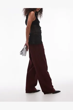 ARKET Pantalones de pernera recta con parte delantera lisa de mezcla de lana elástica de -Rojo