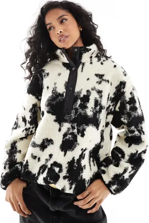 ONLY Polar abotonado con estampado de vaca de borreguito de