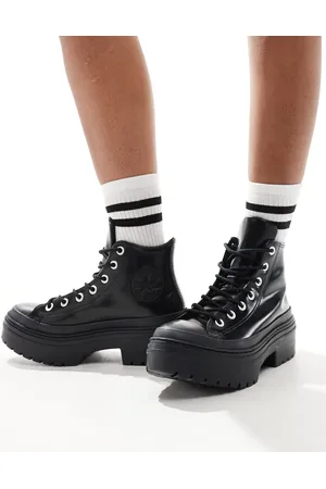 Converse Zapatillas deportivas negras de cuero Chuck Taylor All Star Lugged de