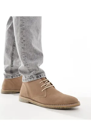 ASOS Botas safari color con suela natural y cordones de ante de -Beis neutro