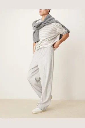 ASOS Pantalones de vestir sin cierres de pernera ancha con raya diplomática de