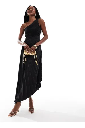 Ax Paris Vestido midi asimétrico plisado de