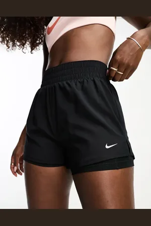 Nike Pantalones cortos de 3" negros de talle alto con diseño 2 en 1 Dri-FIT de Nike One Training