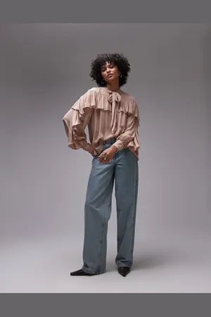 & OTHER STORIES Blusa con lazada al cuello estilo bufanda y detalle de volantes de tejido transparente de - neutro