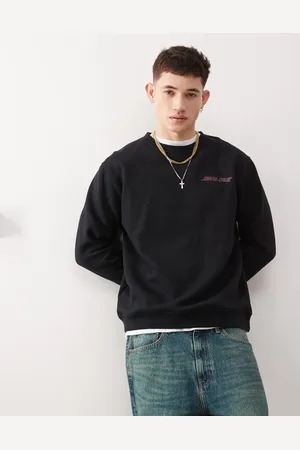 Santa Cruz Sudadera negra con cuello redondo y logo estampado en la espalda de