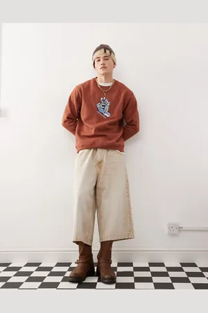 Santa Cruz Sudadera con cuello redondo y diseño bordado en el pecho de -Marrón