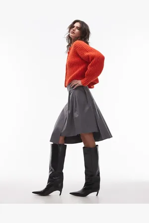 Topshop Falda plisada estilo kilt con detalle recortado de