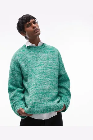 Topman Jersey verde jaspeado holgado de