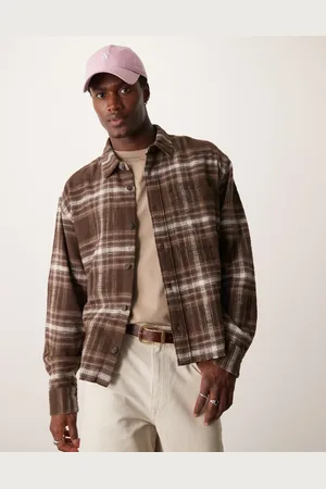 Abercrombie & Fitch Sobrecamisa corta a cuadros de franela flameada de