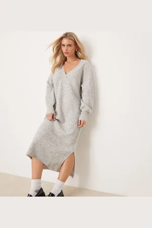 VERO MODA Vestido melange estilo jersey extragrande de canalé suave de