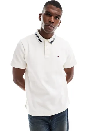 Tommy Hilfiger Polo blanco hueso con ribetes de