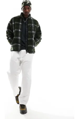 Gramicci Chaqueta verde oliva a cuadros escoceses de sherpa Shadow de