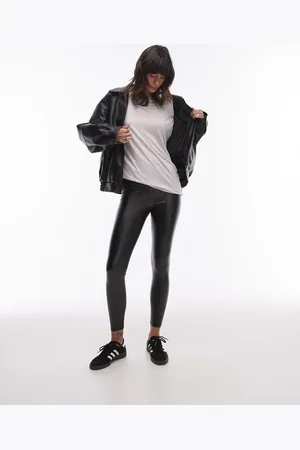 Topshop Leggings negros de cuero sintético de
