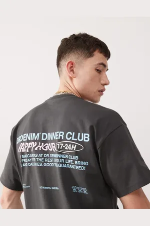 Dr Denim Camiseta gris carbón oscuro holgada con estampado "Happy Hour" en la espalda Trooper de