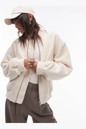 Topshop Chaqueta bomber color de bouclé de -Blanco
