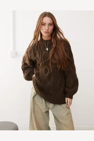 Monki Jersey extragrande con cuello redondo de punto de ochos de