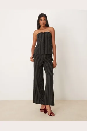 VILA Pantalones de sastre negros de pernera ancha con raya diplomática de (parte de un conjunto)