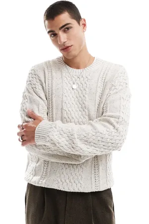 Hollister Jersey color de corte cuadrado de punto de ochos de -Beis neutro