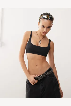 Weekday Top de bikini con cuello ancho Sand de
