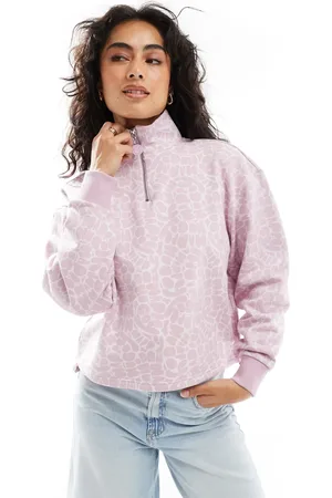 Hugo Blue Sudadera rosa con estampado integral y media cremallera Dantasia de