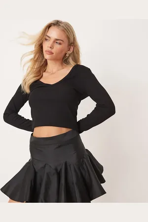 Miss Selfridge Minifalda negra de tafetán de